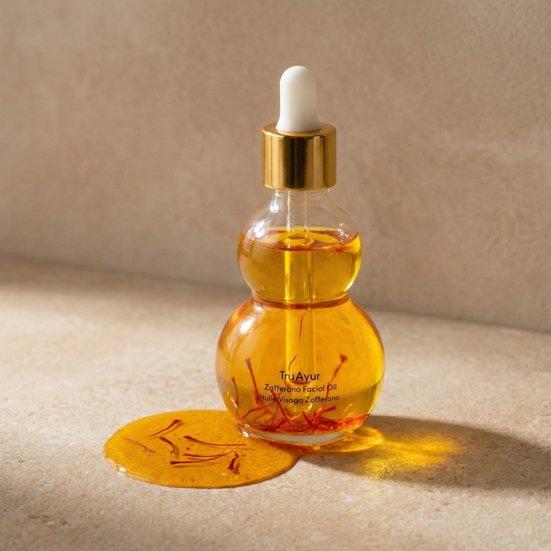 Olio viso Zafferano con fili di zafferano puri per una pelle luminosa, liscia e ringiovanita