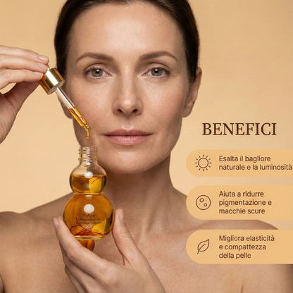 Olio viso Zafferano con fili di zafferano puri per una pelle luminosa, liscia e ringiovanita