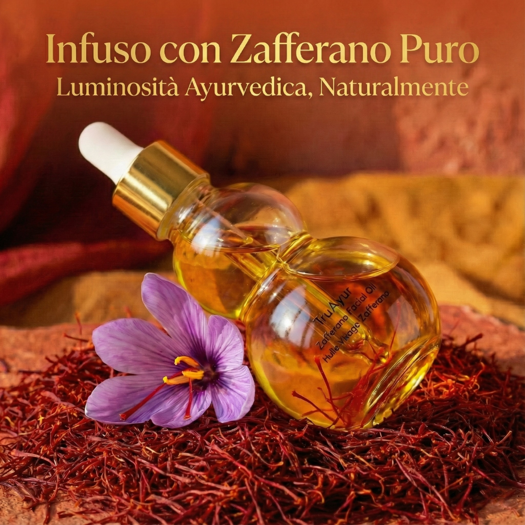 Olio viso Zafferano con fili di zafferano puri per una pelle luminosa, liscia e ringiovanita