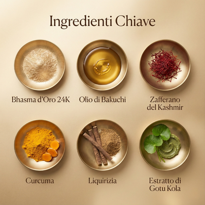 24K Oro Crema Notte Anti-Aging Ayurvedica con Olio di Bakuchi, Zafferano e Curcuma