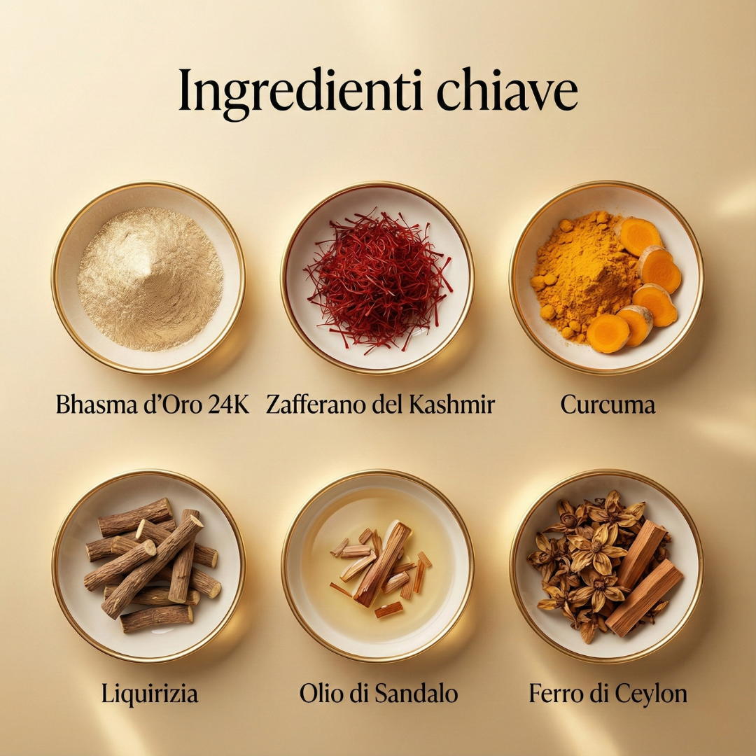 Oro 24K Olio Viso Ayurvedico per una pelle profondamente idratata, setosa e luminosa