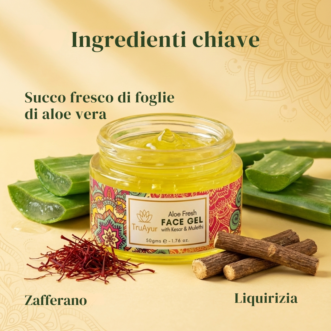 Aloe Fresh Gel viso con Kashmiri Kesar e Mulethi per una luminosità radiosa e un'idratazione profonda