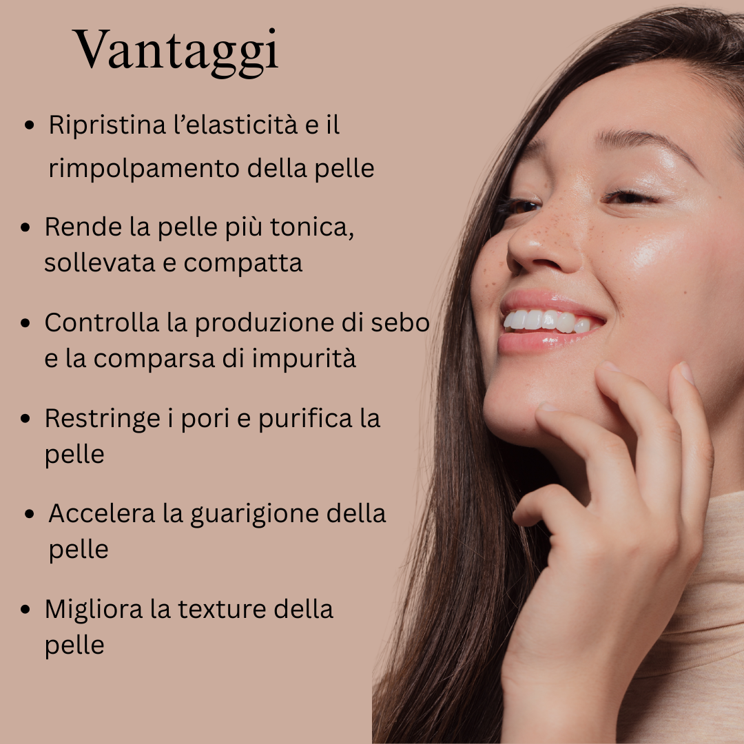 Gel viso rassodante e stimolante del collagene con cicatrice, aloe vera, tè verde e moringa