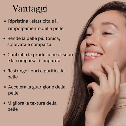 Gel viso rassodante e stimolante del collagene con cicatrice, aloe vera, tè verde e moringa
