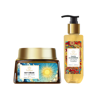 Rituale per una pelle radiosa (crema da giorno oro 24 carati e detergente viso)