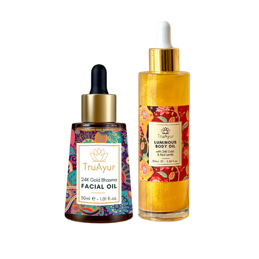 Combo luminosità oro 24K (combinazione olio viso e olio corpo oro 24K)