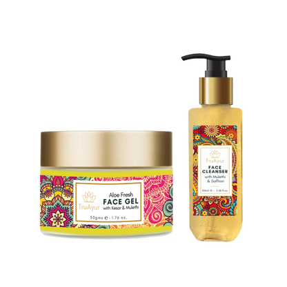 Duo viso fresco con zafferano del Kashmir e Mulethi (detergente viso e gel viso Aloe Fresh)