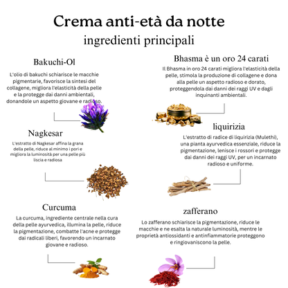 Rituale notturno Saffron Glow (crema da notte all'oro 24 carati e detergente viso)