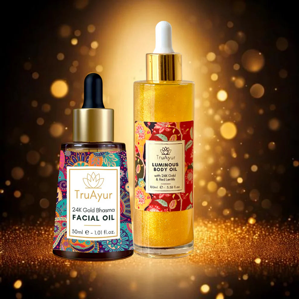 Combo luminosità oro 24K (combinazione olio viso e olio corpo oro 24K)