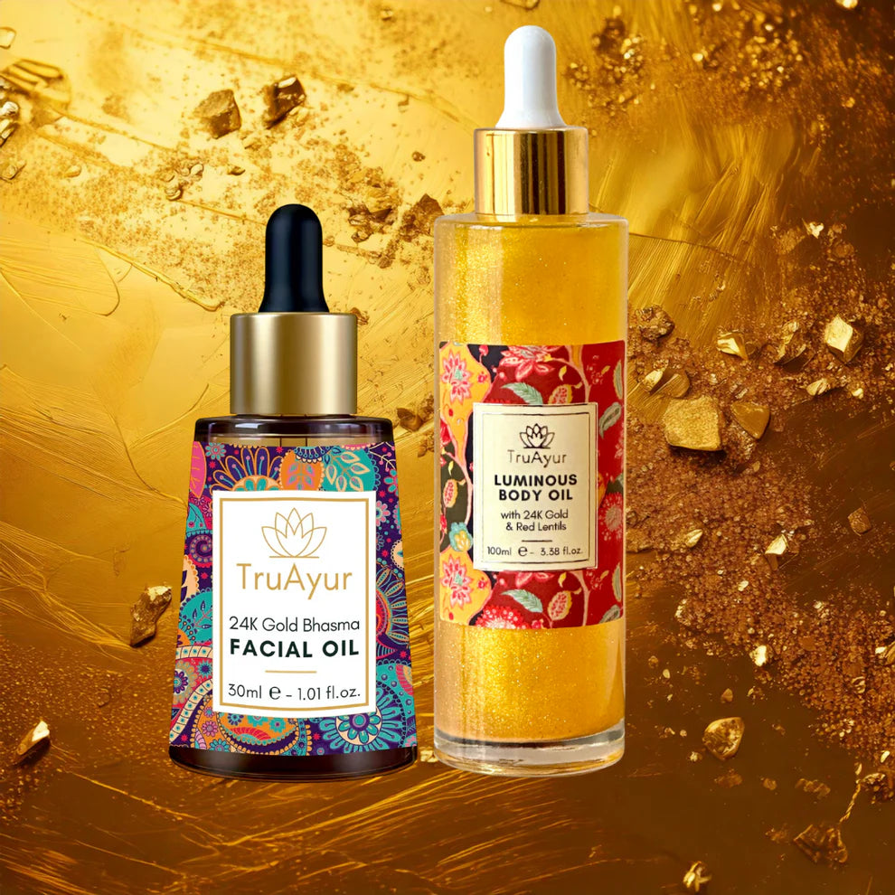 Combo luminosità oro 24K (combinazione olio viso e olio corpo oro 24K)