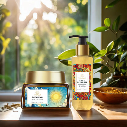 Rituale per una pelle radiosa (crema da giorno oro 24 carati e detergente viso)