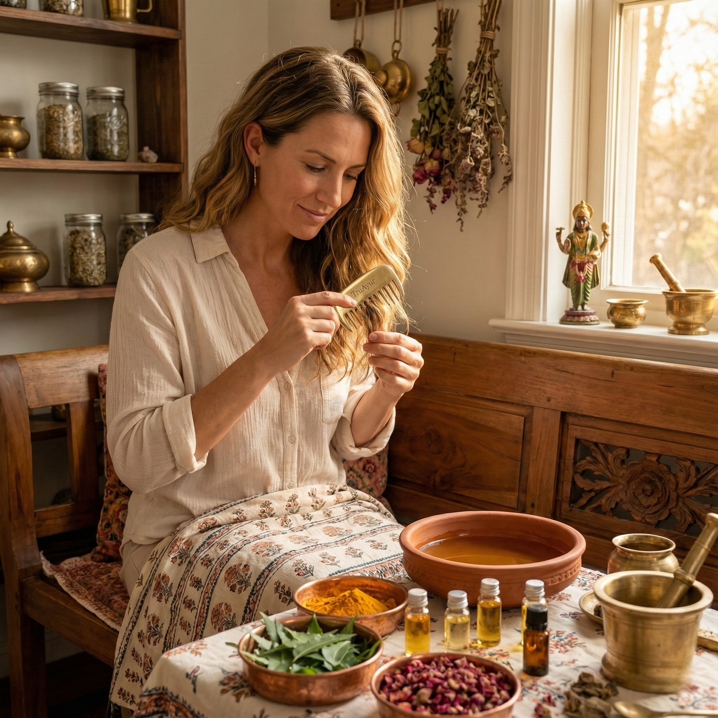 Spazzola per capelli Kansa – Detox ayurvedico per il cuoio capelluto e l'equilibrio energetico