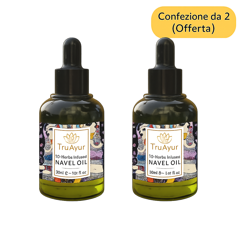 Olio per l'ombelico alle 10 erbe per l'equilibrio ormonale, un sonno più profondo e pelle e labbra nutrite (confezione da 2)