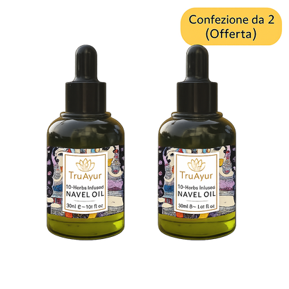 Olio per l'ombelico alle 10 erbe per l'equilibrio ormonale, un sonno più profondo e pelle e labbra nutrite (confezione da 2)
