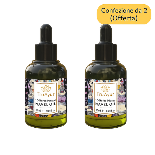 Olio per l'ombelico alle 10 erbe per l'equilibrio ormonale, un sonno più profondo e pelle e labbra nutrite (confezione da 2)